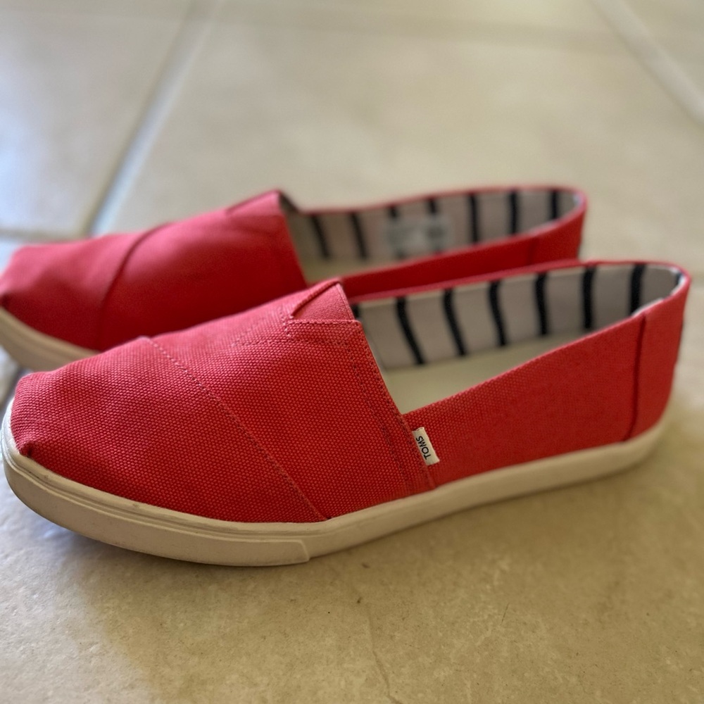 Toms Red Canvas Slip-On Shoes